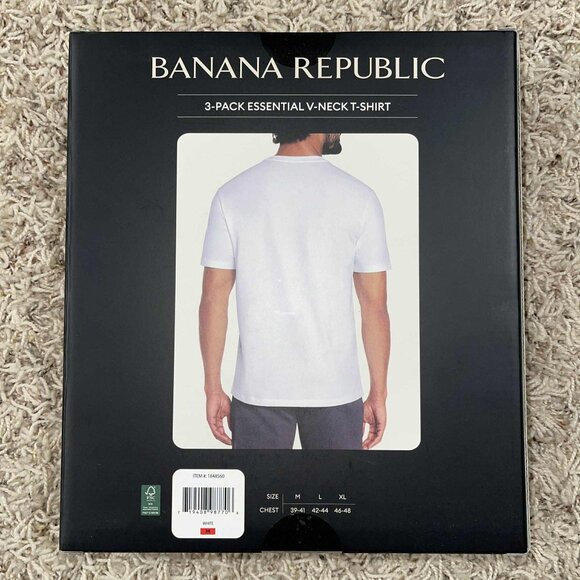Banana Republic Men's V-Neck Tee T-Shirt White 3-Pack, Size Medium (New) - Picture 2 of 7